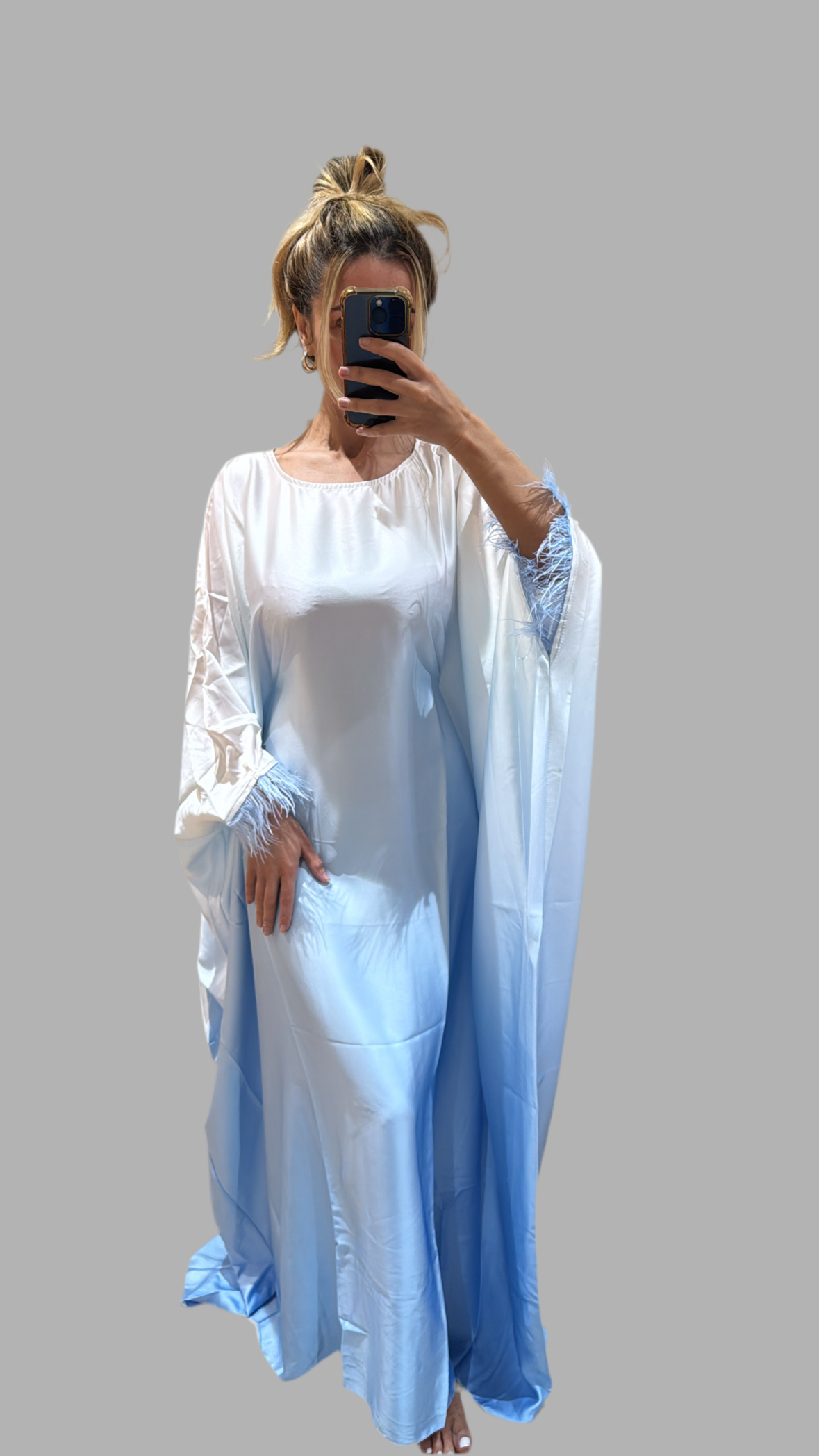 Feather Trim Ombre Abaya