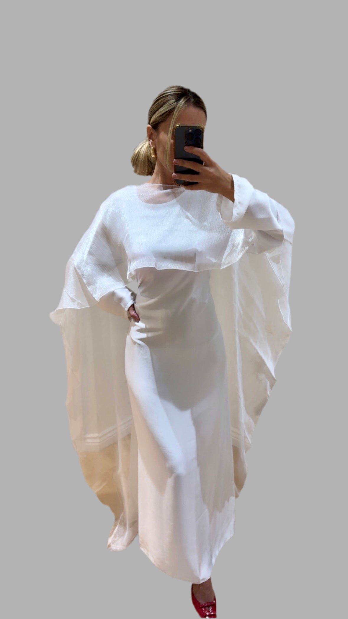 White Chiffon Cape Maxi