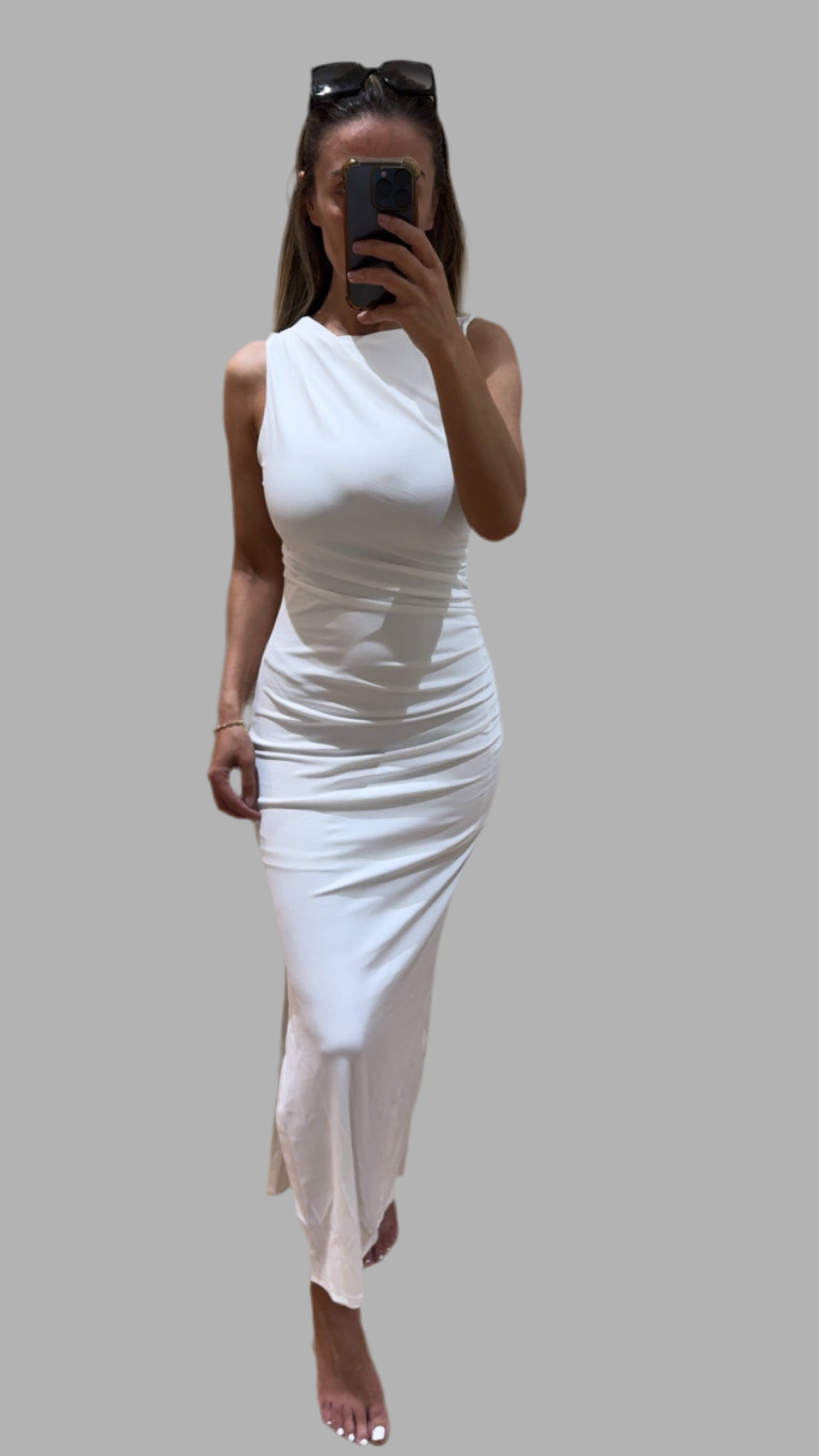 Sleeveless Ruched Maxi Dress