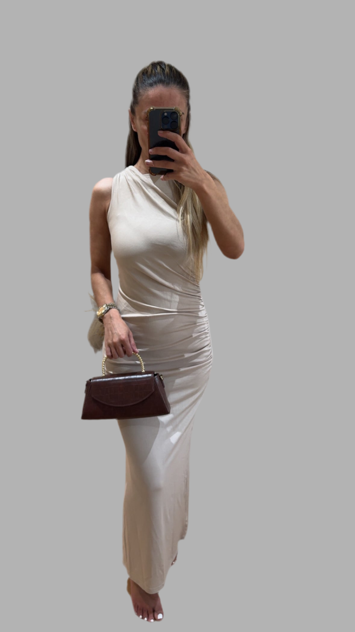 Sleeveless Ruched Maxi Dress
