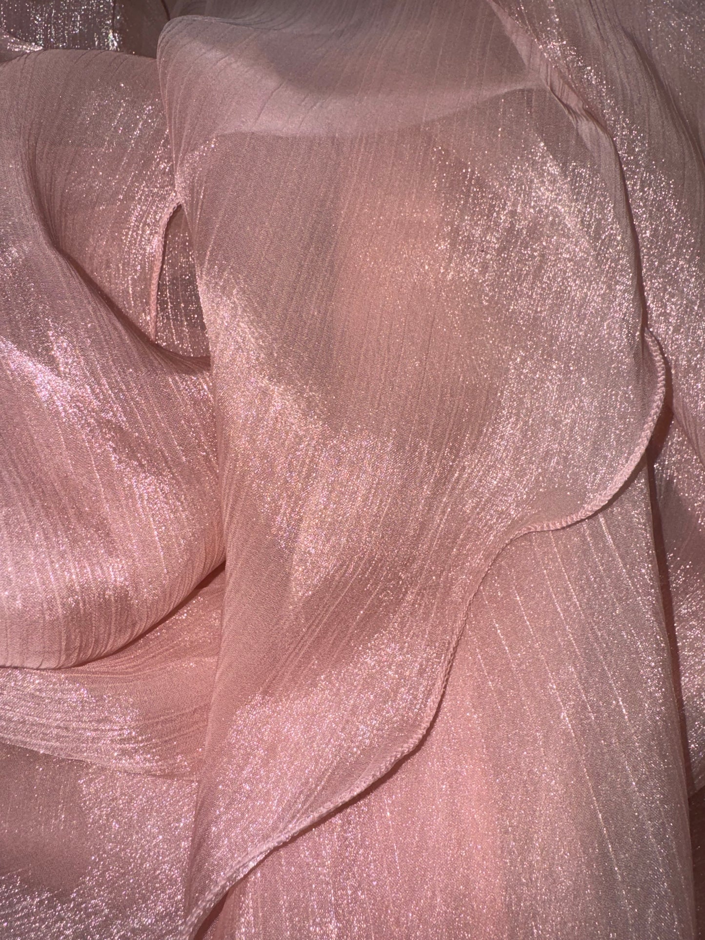 Satin Slip Dress with Chiffon Iridescent Waterfall Cape