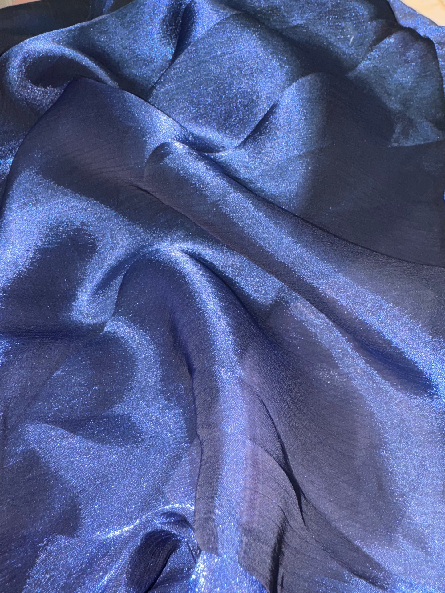 Satin Slip Dress with Chiffon Iridescent Waterfall Cape