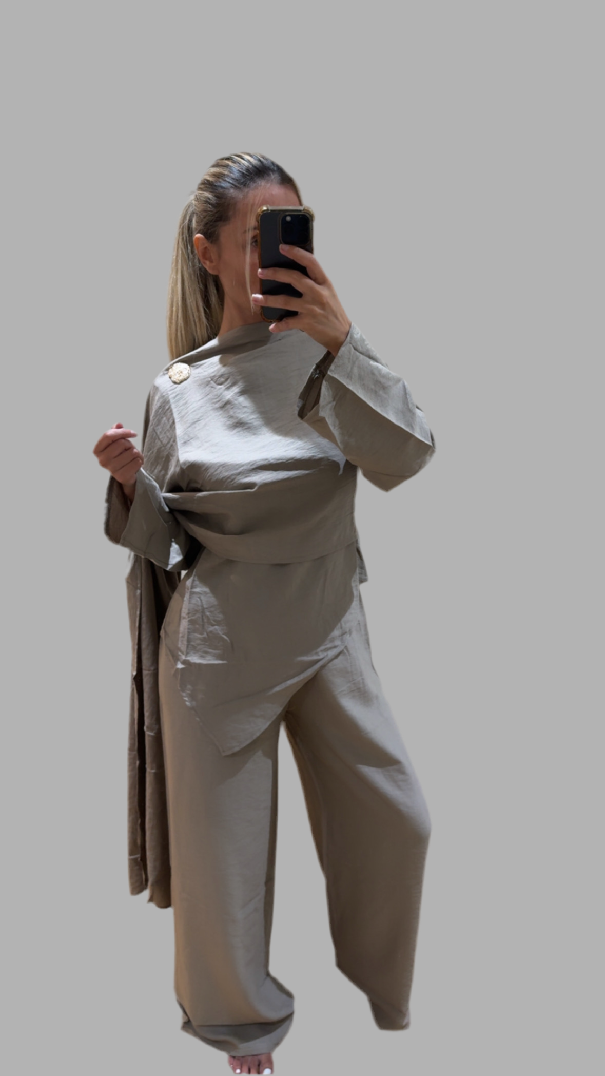 Asymmetric Linen Broch Co Ord