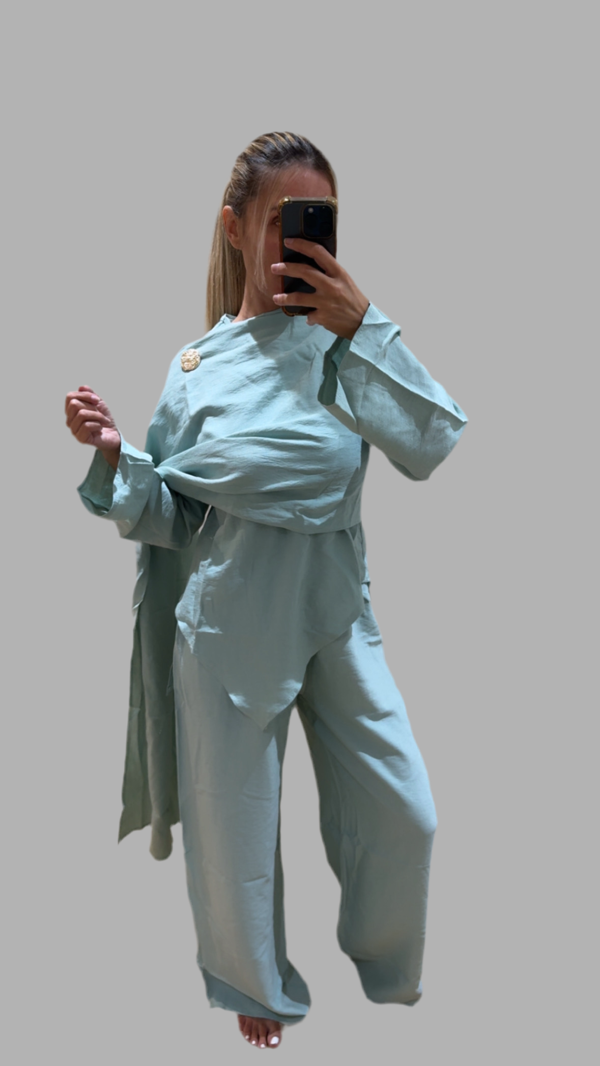 Asymmetric Linen Broch Co Ord