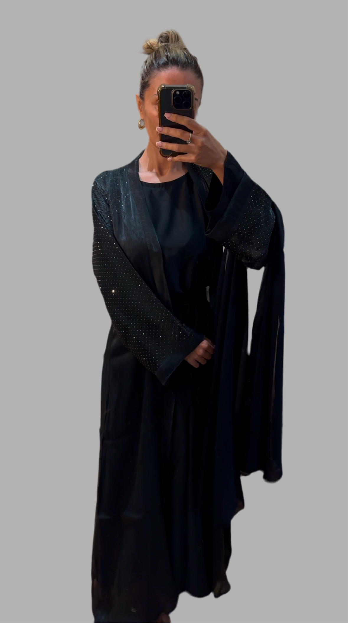 Chiffon & Satin Diamanté Abaya