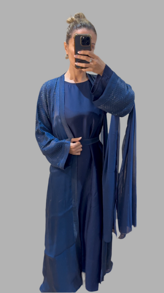 Chiffon & Satin Diamanté Abaya