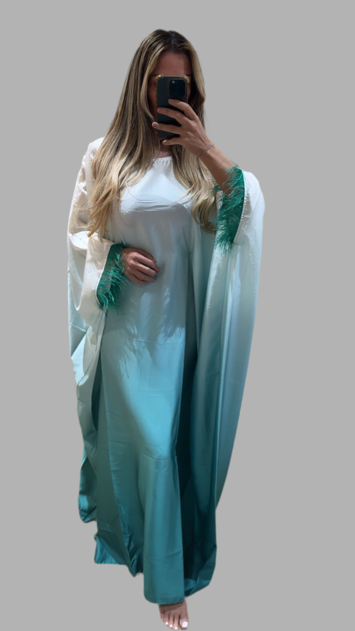 Feather Trim Ombre Abaya