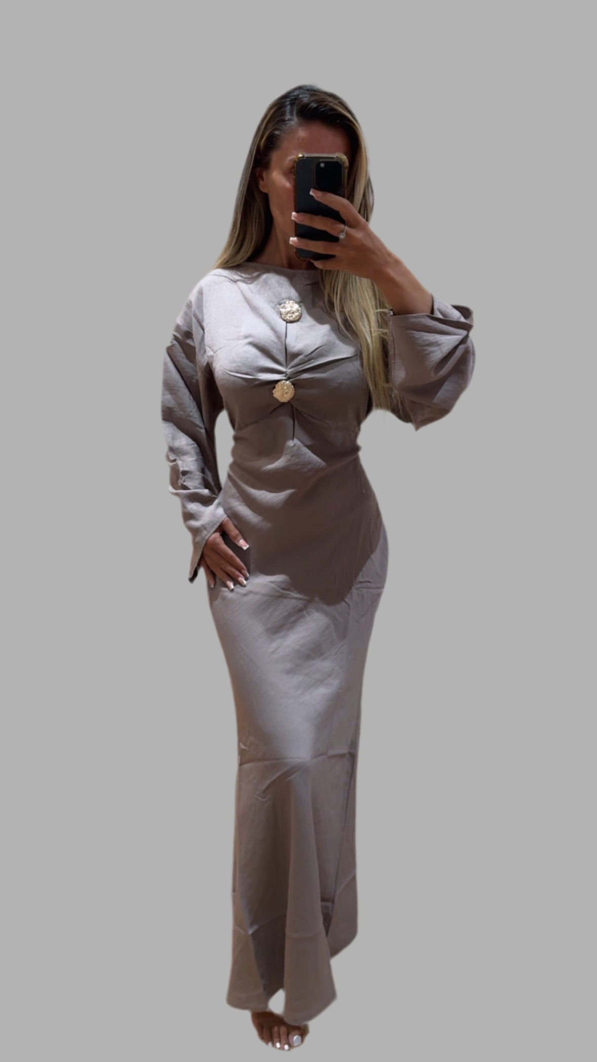 Button Detail Maxi Dress