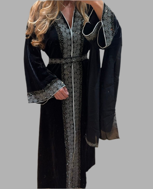Velvet Hand Embroidered Abaya