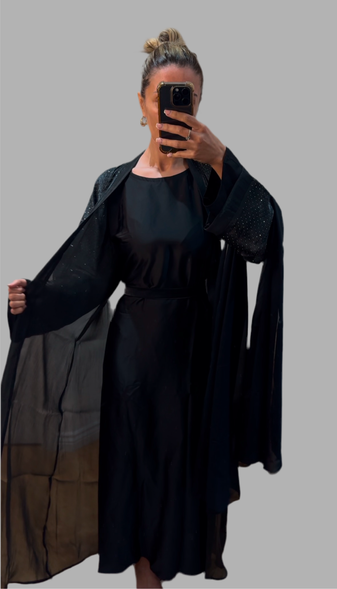 Chiffon & Satin Diamanté Abaya