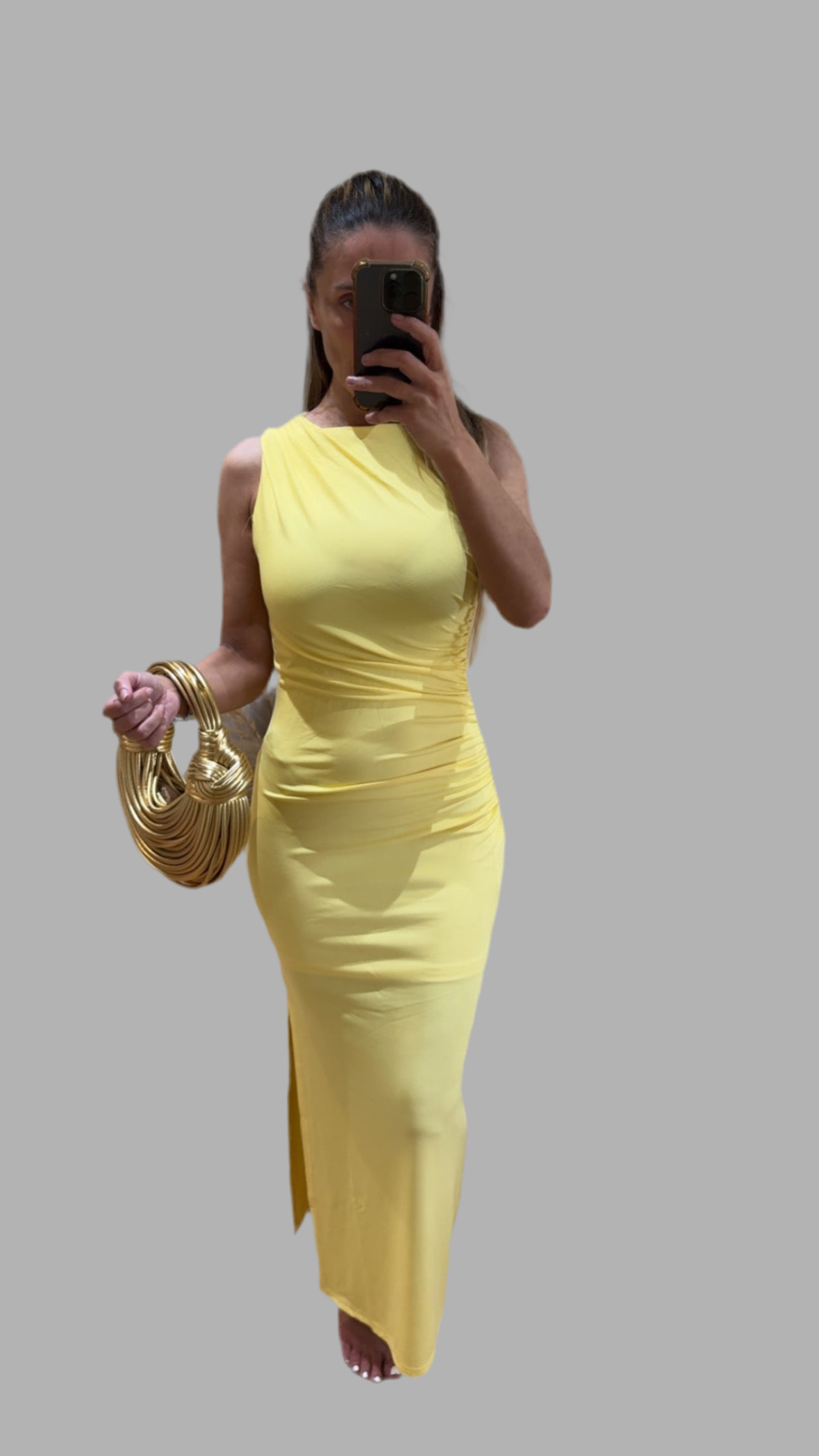 Sleeveless Ruched Maxi Dress