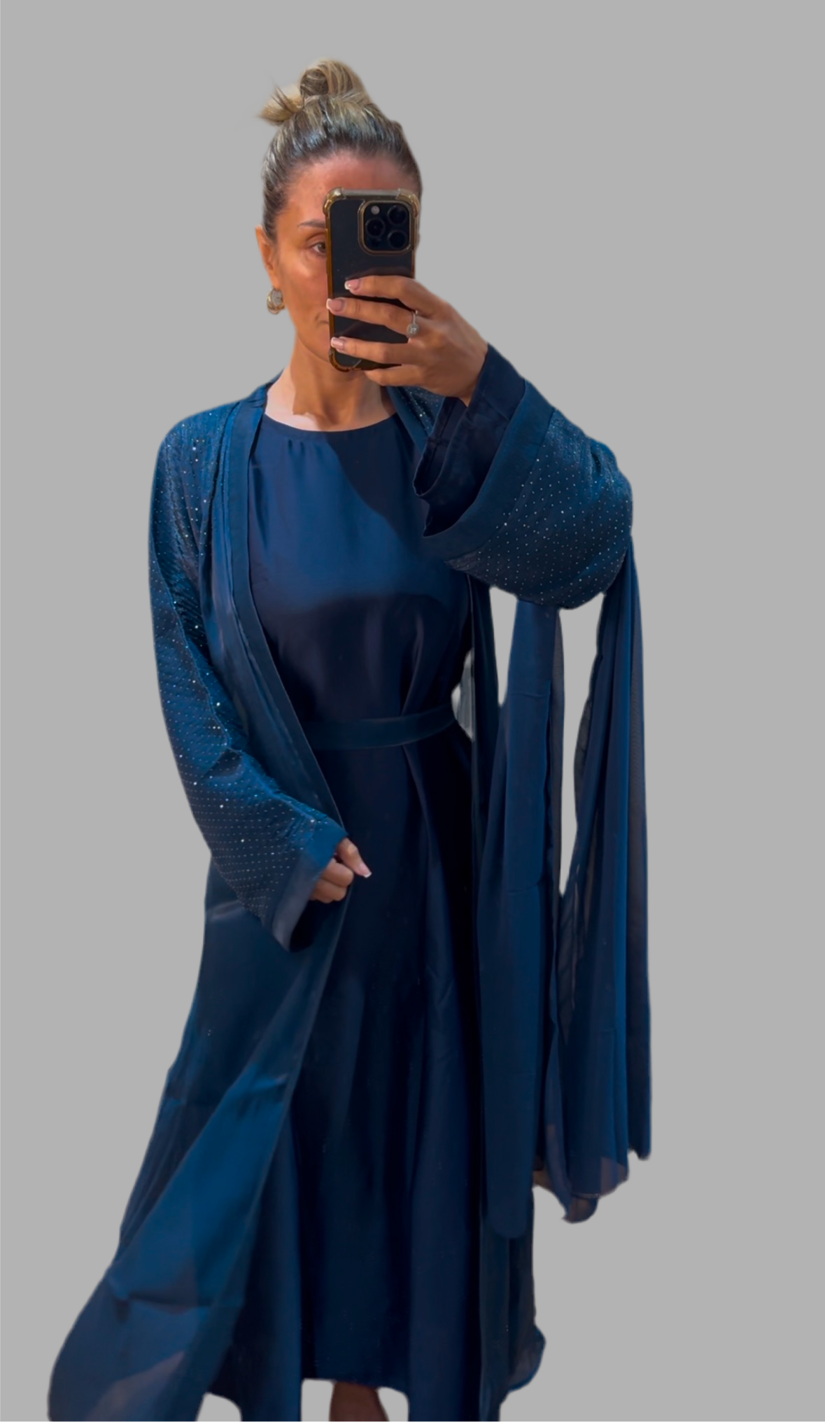 Chiffon & Satin Diamanté Abaya