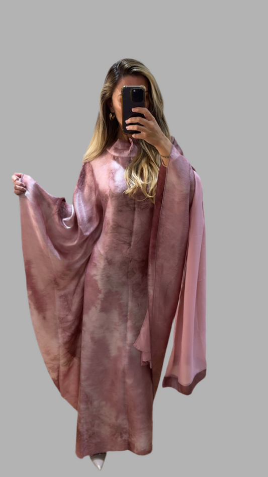 Marble Butterfly Abaya with Scarf