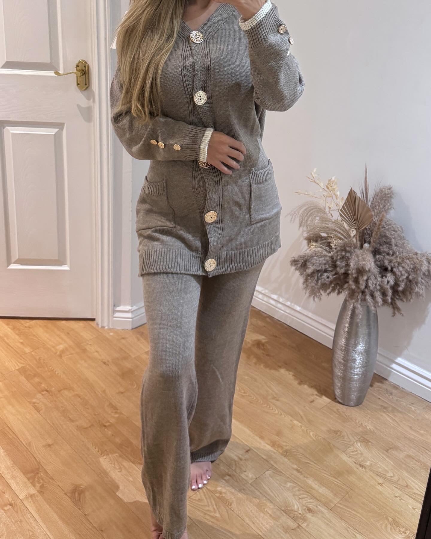 Mocha Knitted Button Co-Ord