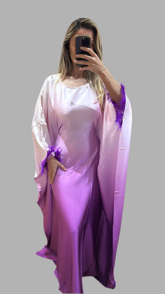 Feather Trim Ombre Abaya